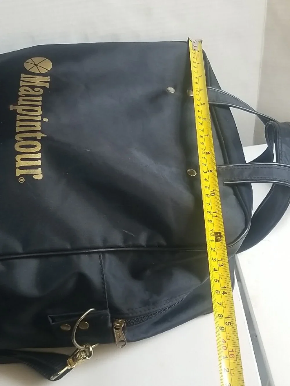 Black Men's Travel Tote Bag with Gold Logo
